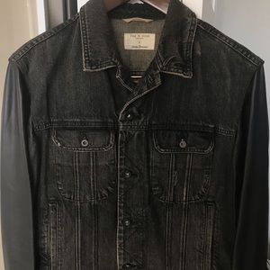 Rag & Bone Selvedge Jeans Jacket Leather Sleeves